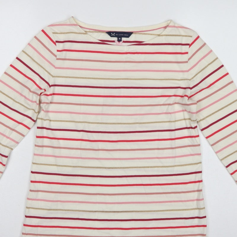 Crew Clothing Company Women’s Ivory Stripe Jersey Top UK 10 3/4 Sleeve