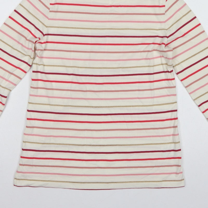 Crew Clothing Company Women’s Ivory Stripe Jersey Top UK 10 3/4 Sleeve