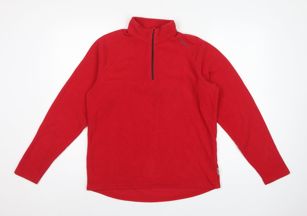 Quechua Women's Red S Fleece 1/4 Zip Pullover Sweatshirt Hiking
