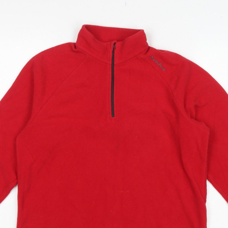 Quechua Women's Red S Fleece 1/4 Zip Pullover Sweatshirt Hiking