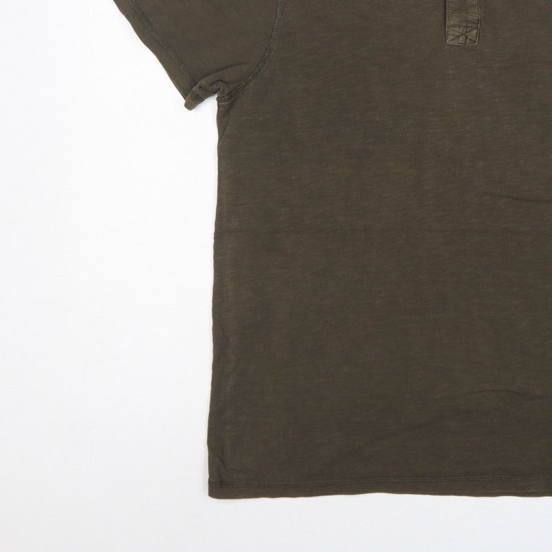 FatFace Men’s Green Cotton Henley T-Shirt Size L Short Sleeve