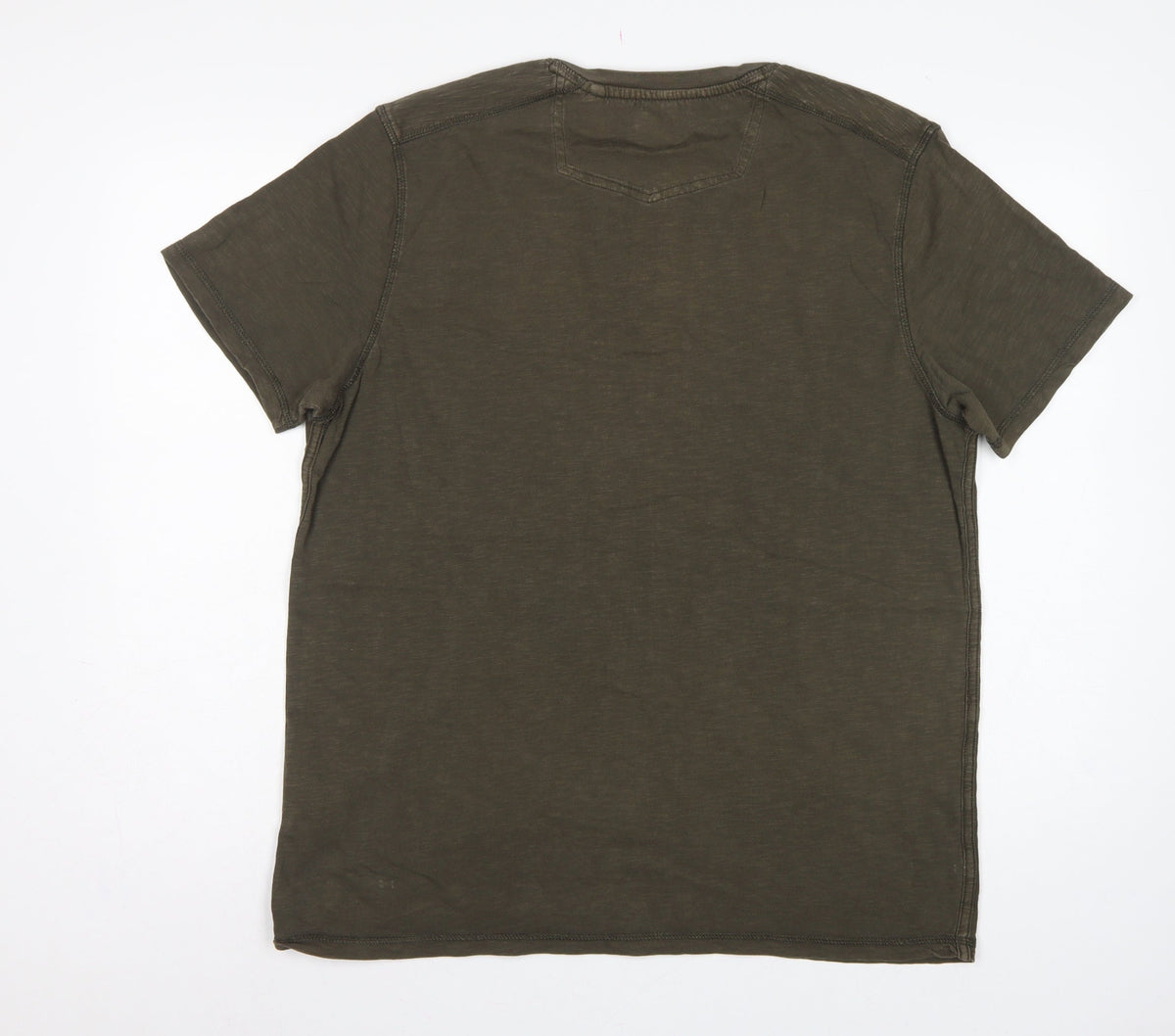 FatFace Men’s Green Cotton Henley T-Shirt Size L Short Sleeve