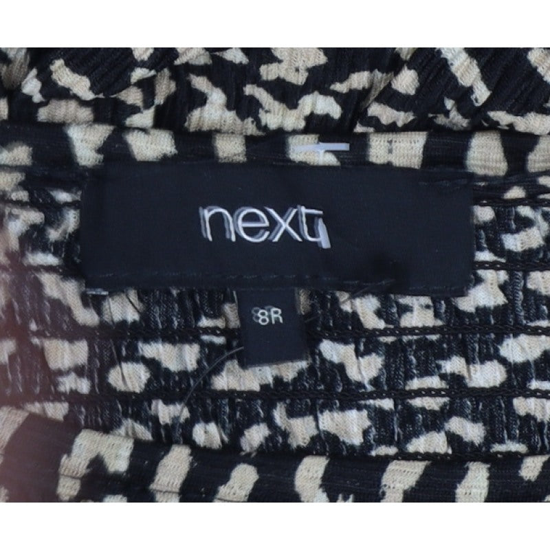 Next Women Black Beige Size 8 Fit & Flare Animal Print Midi Dress