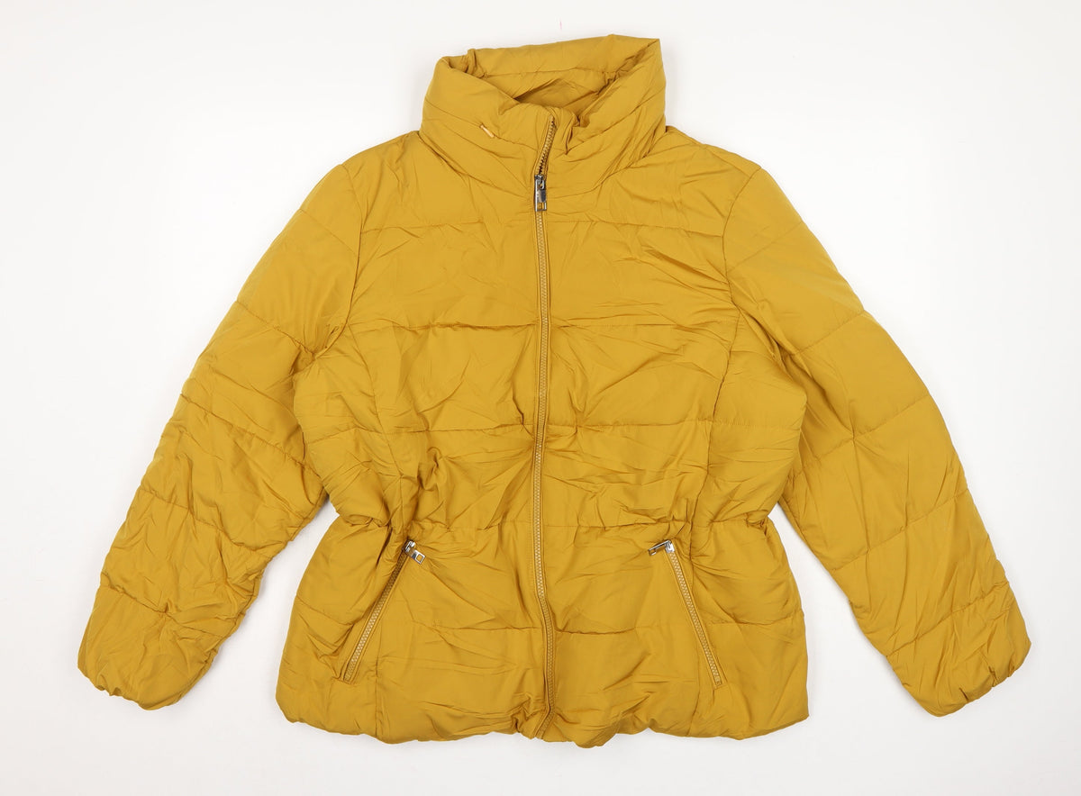 Marks and Spencer Women Yellow UK 18 Puffer Jacket Quilted Insulated