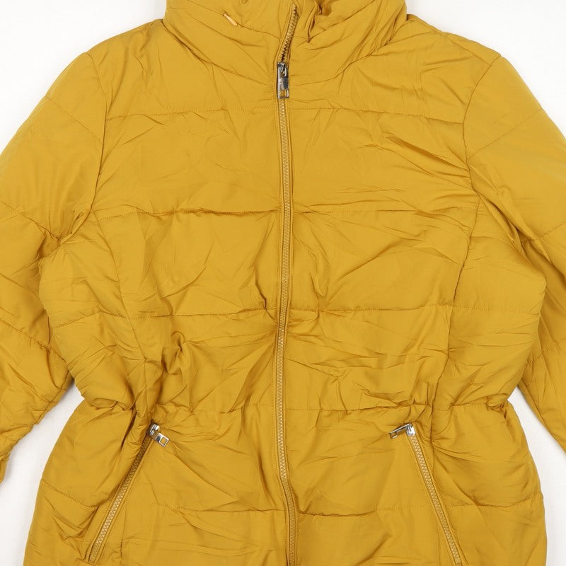 Marks and Spencer Women Yellow UK 18 Puffer Jacket Quilted Insulated