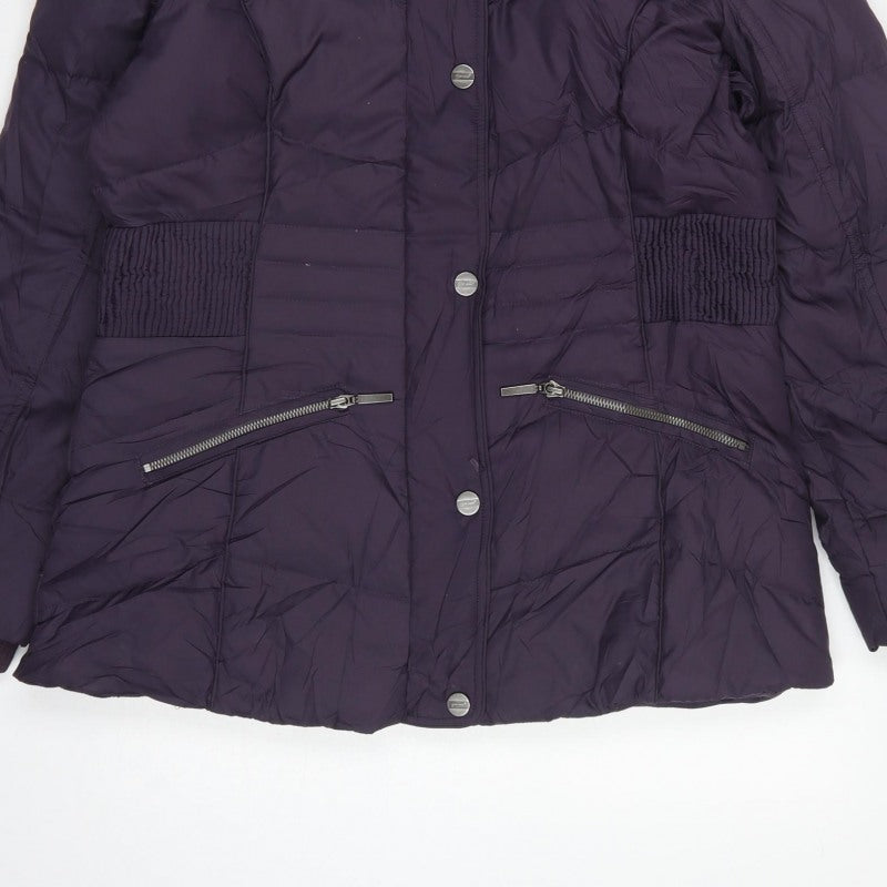 Per Una Women’s Purple M Hooded Down Puffer Jacket Mid-Length