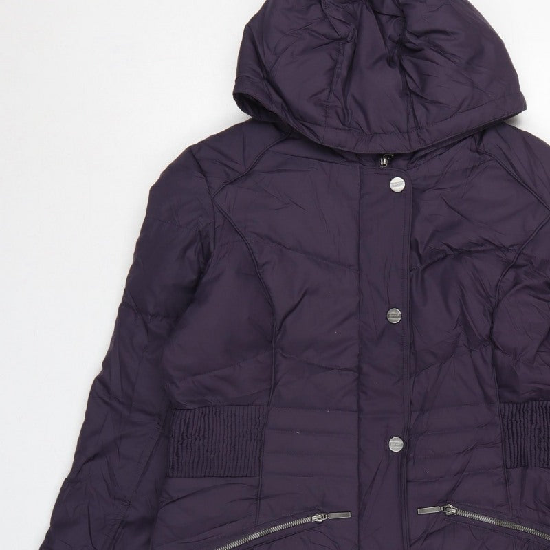 Per Una Women’s Purple M Hooded Down Puffer Jacket Mid-Length
