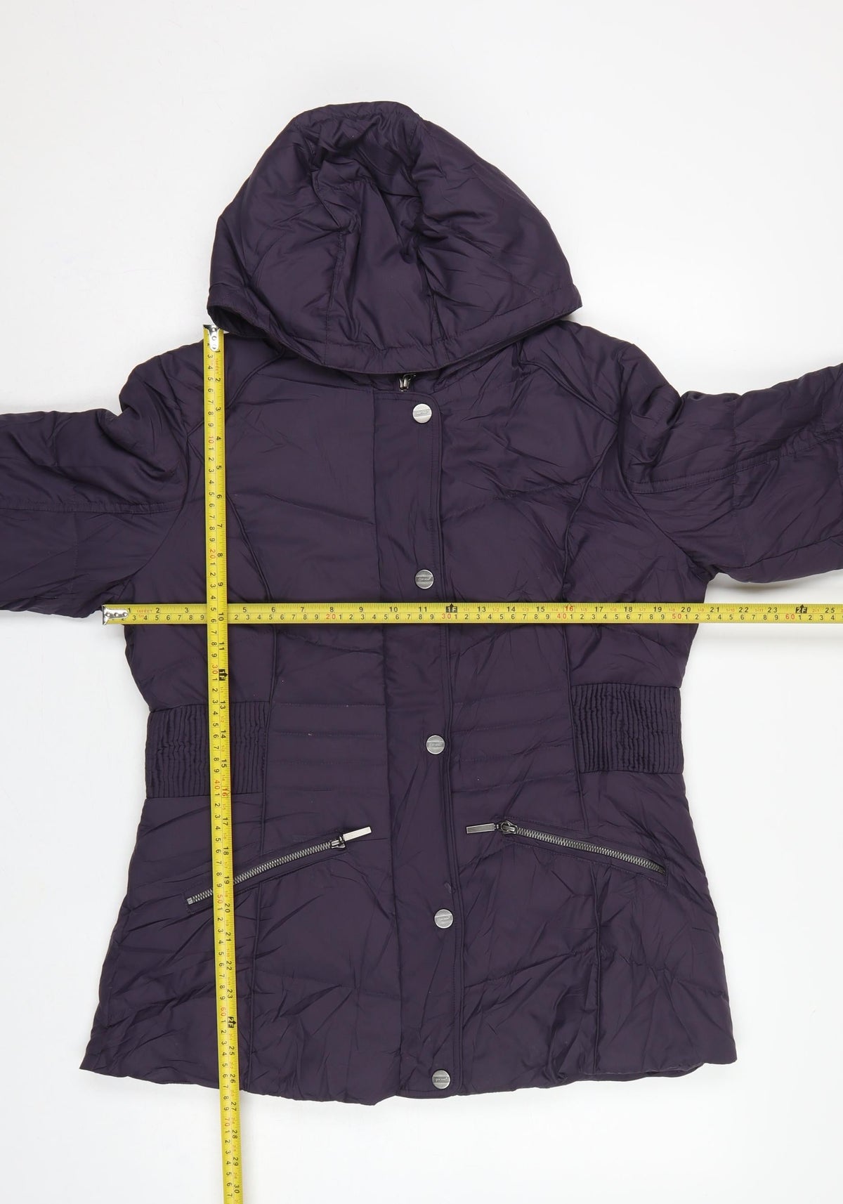 Per Una Women’s Purple M Hooded Down Puffer Jacket Mid-Length