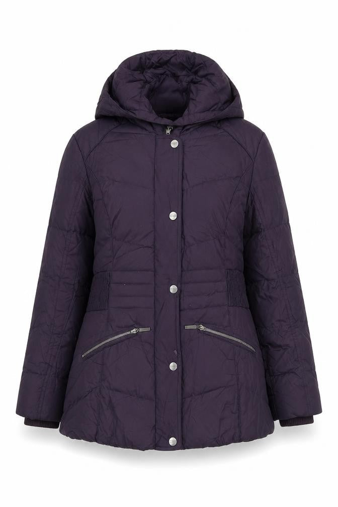 Per Una Women’s Purple M Hooded Down Puffer Jacket Mid-Length