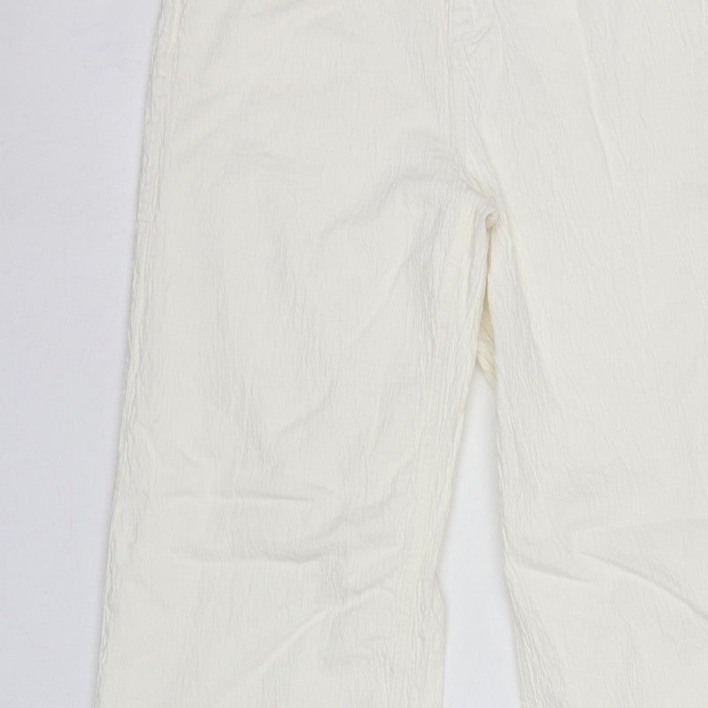 Marks and Spencer Women White UK 14 Regular Straight Leg Cotton Trousers