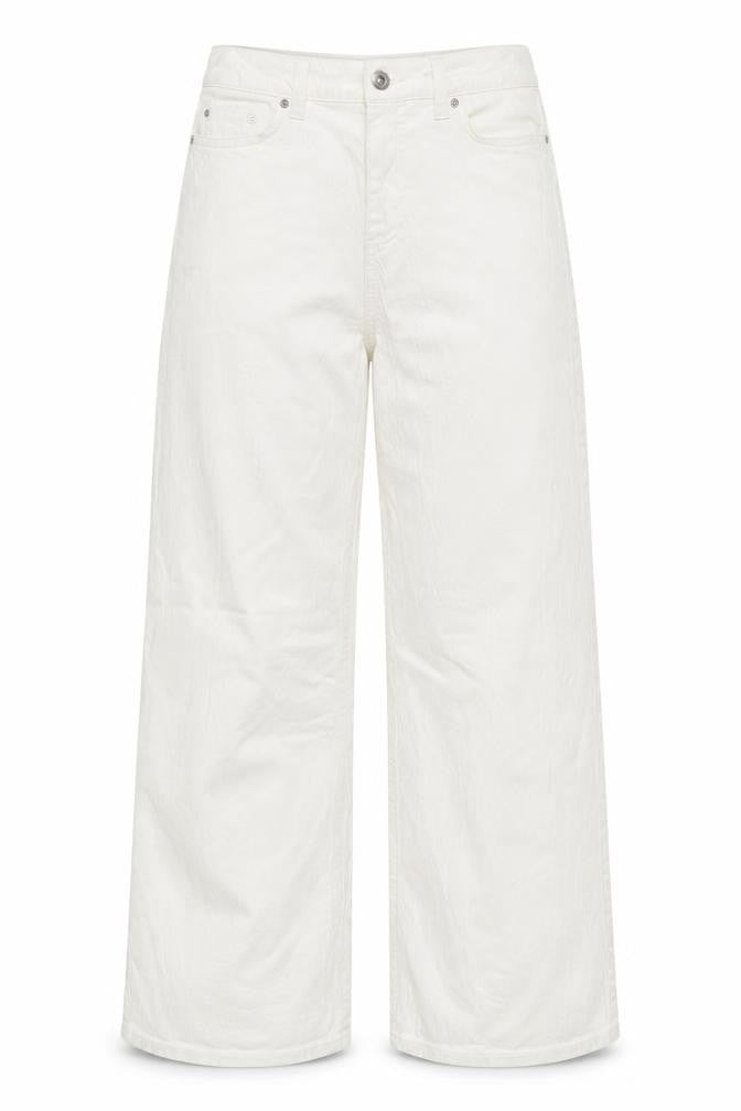 Marks and Spencer Women White UK 14 Regular Straight Leg Cotton Trousers