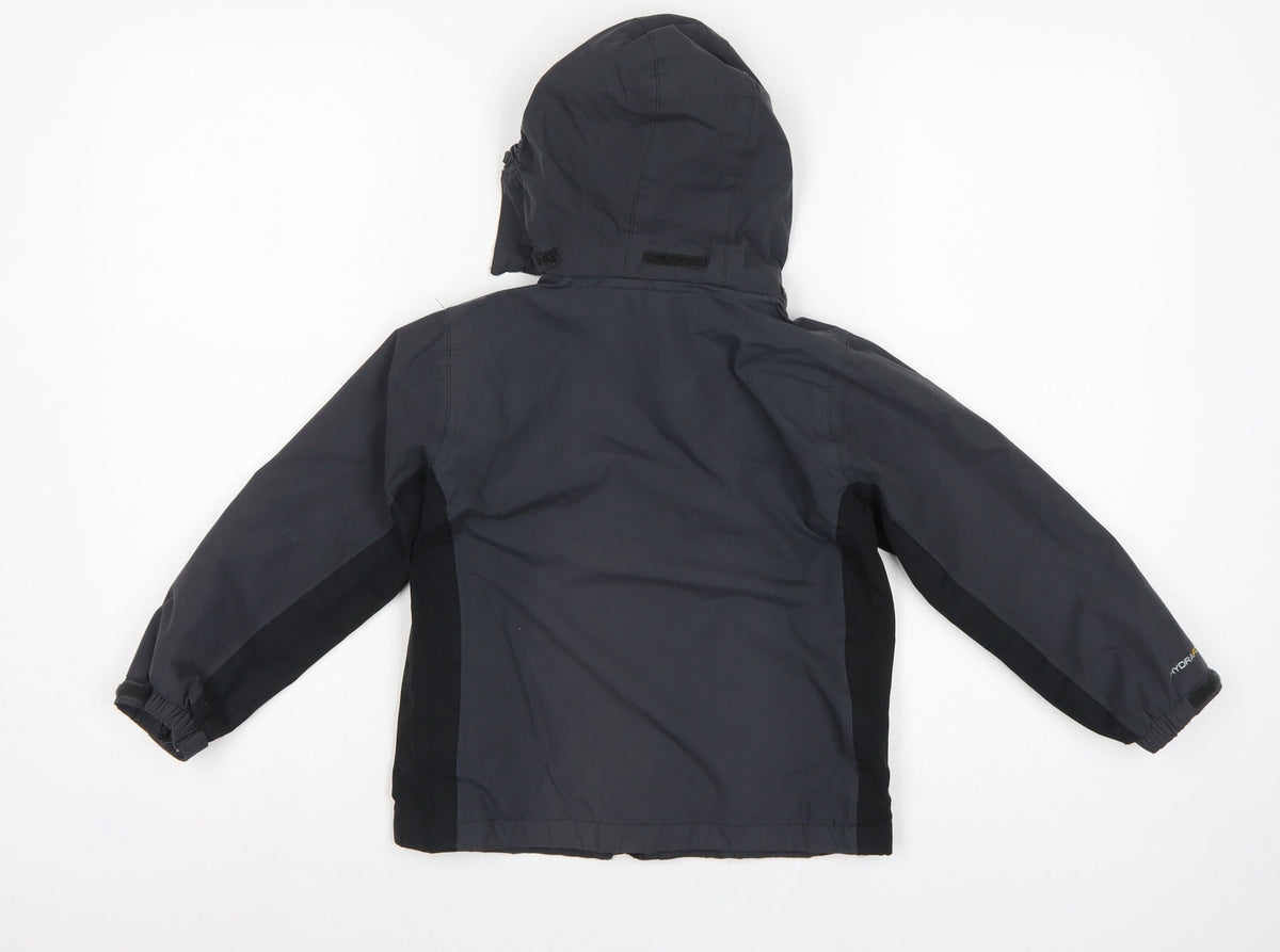 Regatta Boys Black Blue 5-6 Years Hooded Waterproof Jacket Full Zip