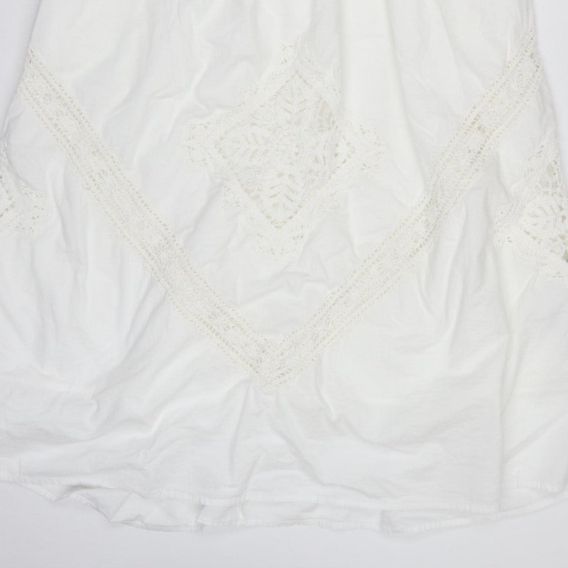 M&S Women White UK 12 Boho Fit & Flare Long Cotton Lace Dress