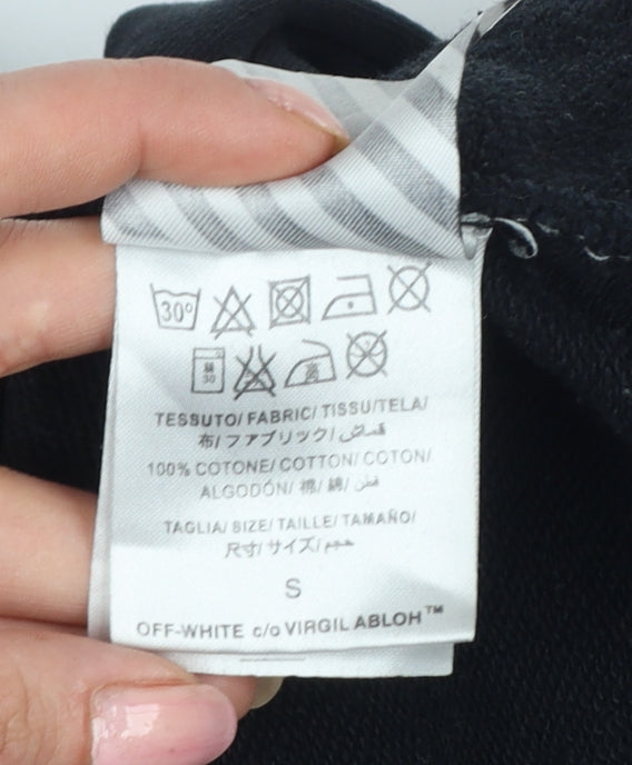 Off-White Unisex Adults Black S Floral Logo Pullover Hoodie