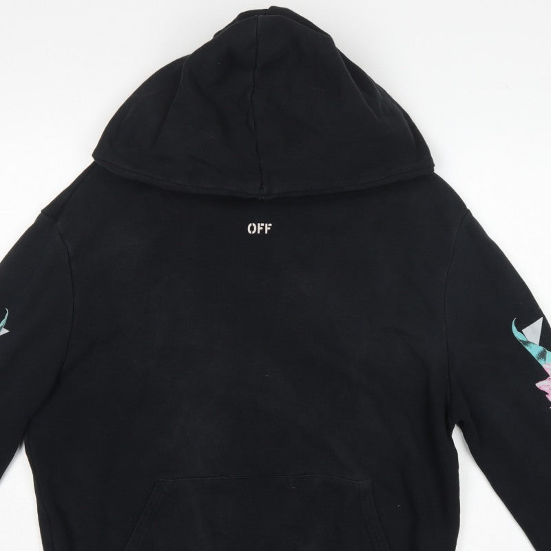 Off-White Unisex Adults Black S Floral Logo Pullover Hoodie