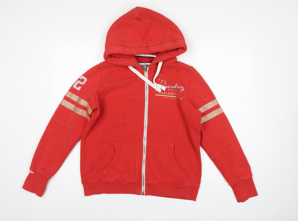 Superdry Women Red UK 14 Full Zip Hooded Track & Field Hoodie