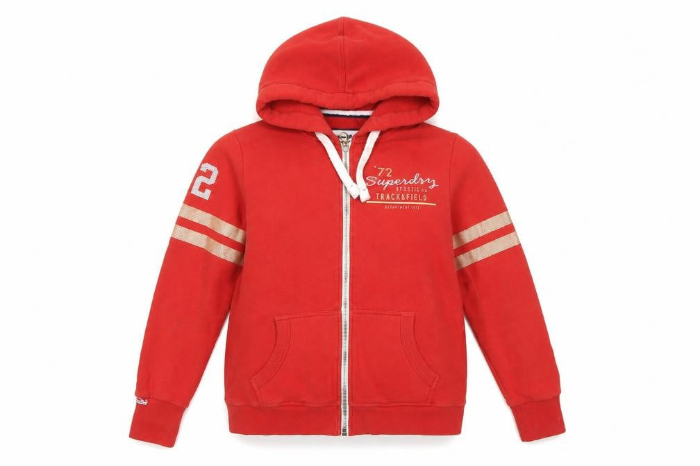 Superdry Women Red UK 14 Full Zip Hooded Track & Field Hoodie
