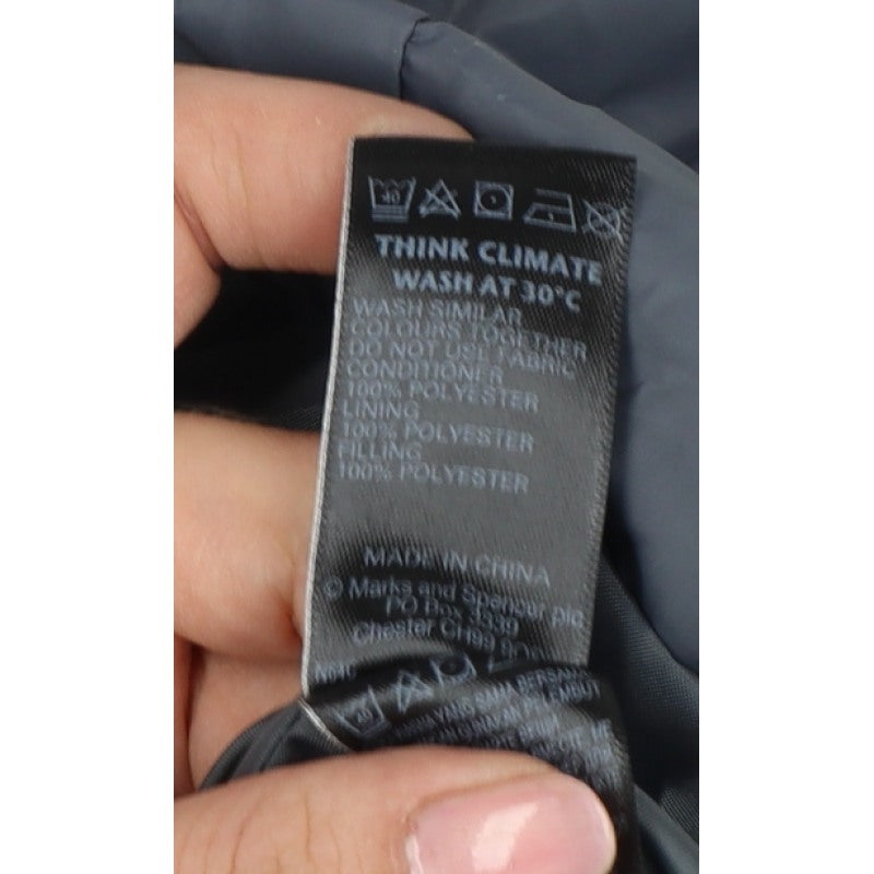 Marks and Spencer Women Grey UK 14 Quilted Puffer Mid-Length Coat