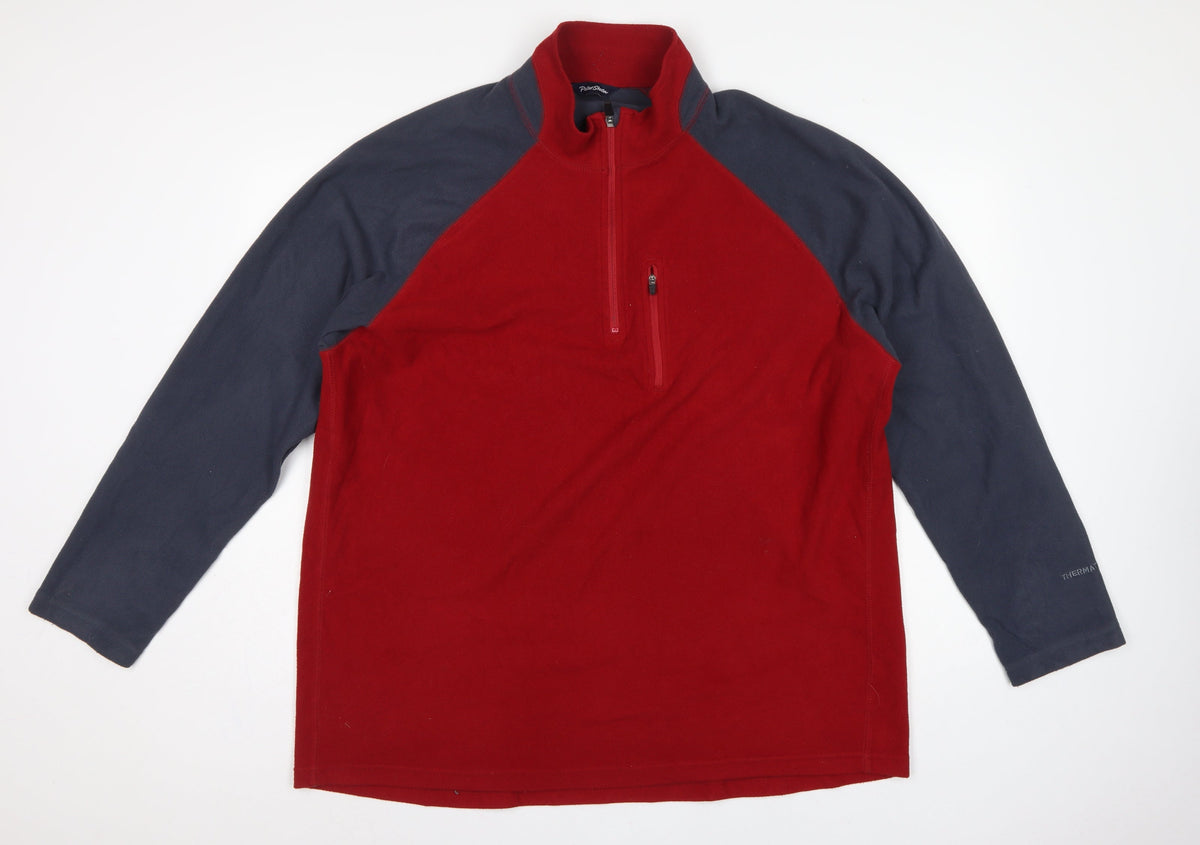 Peter Storm Men's Red Grey 2XL 1/4 Zip Thermal Fleece Sweatshirt