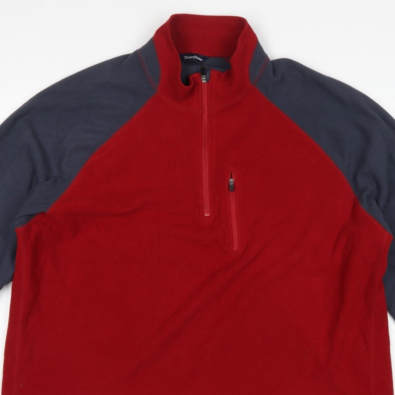 Peter Storm Men's Red Grey 2XL 1/4 Zip Thermal Fleece Sweatshirt