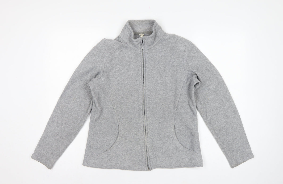 Marks and Spencer Women Grey UK 14 Fleece Full Zip Basic Jacket