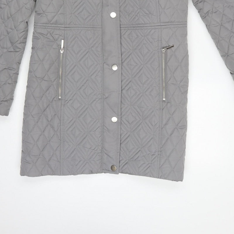 The Collection Debenhams Women Grey Size 10 Long Quilted Hooded Coat