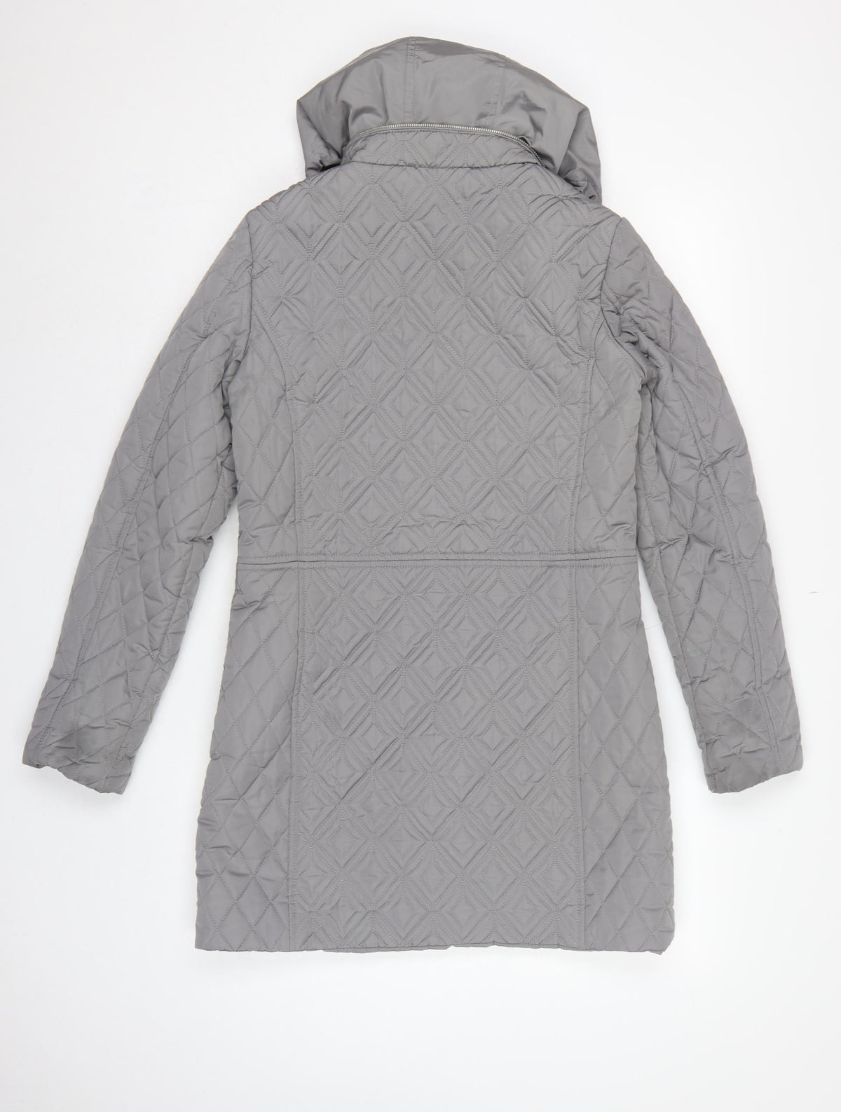 The Collection Debenhams Women Grey Size 10 Long Quilted Hooded Coat