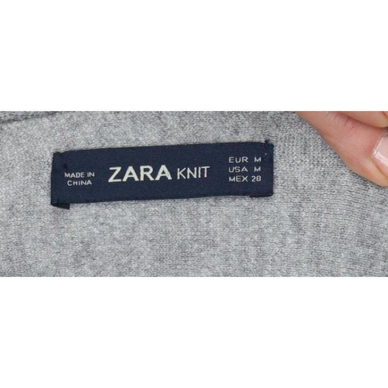 Zara Women Grey M A-Line Flare Short Knit Skirt