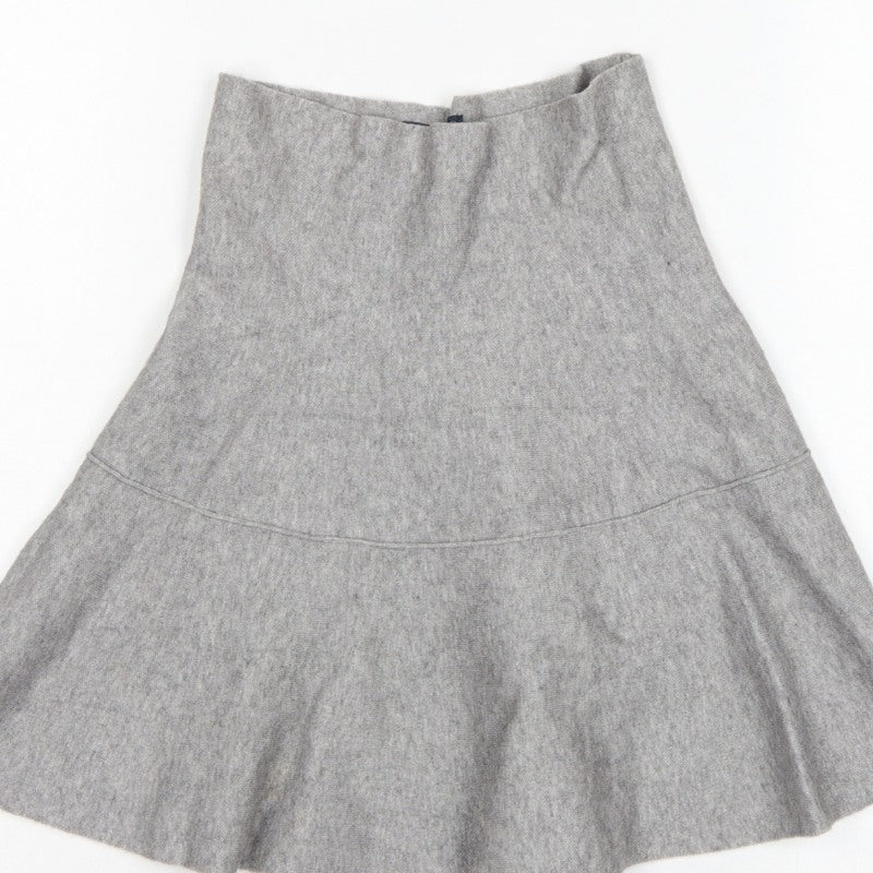 Zara Women Grey M A-Line Flare Short Knit Skirt