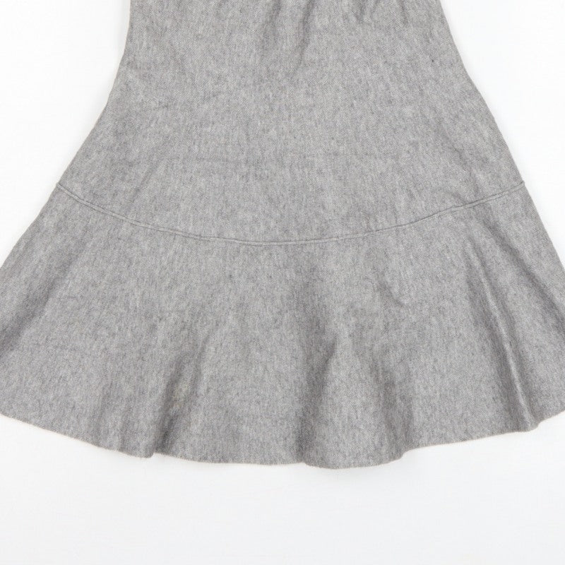 Zara Women Grey M A-Line Flare Short Knit Skirt