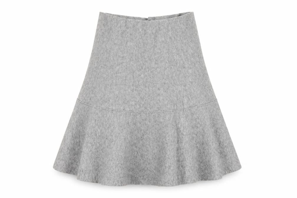 Zara Women Grey M A-Line Flare Short Knit Skirt
