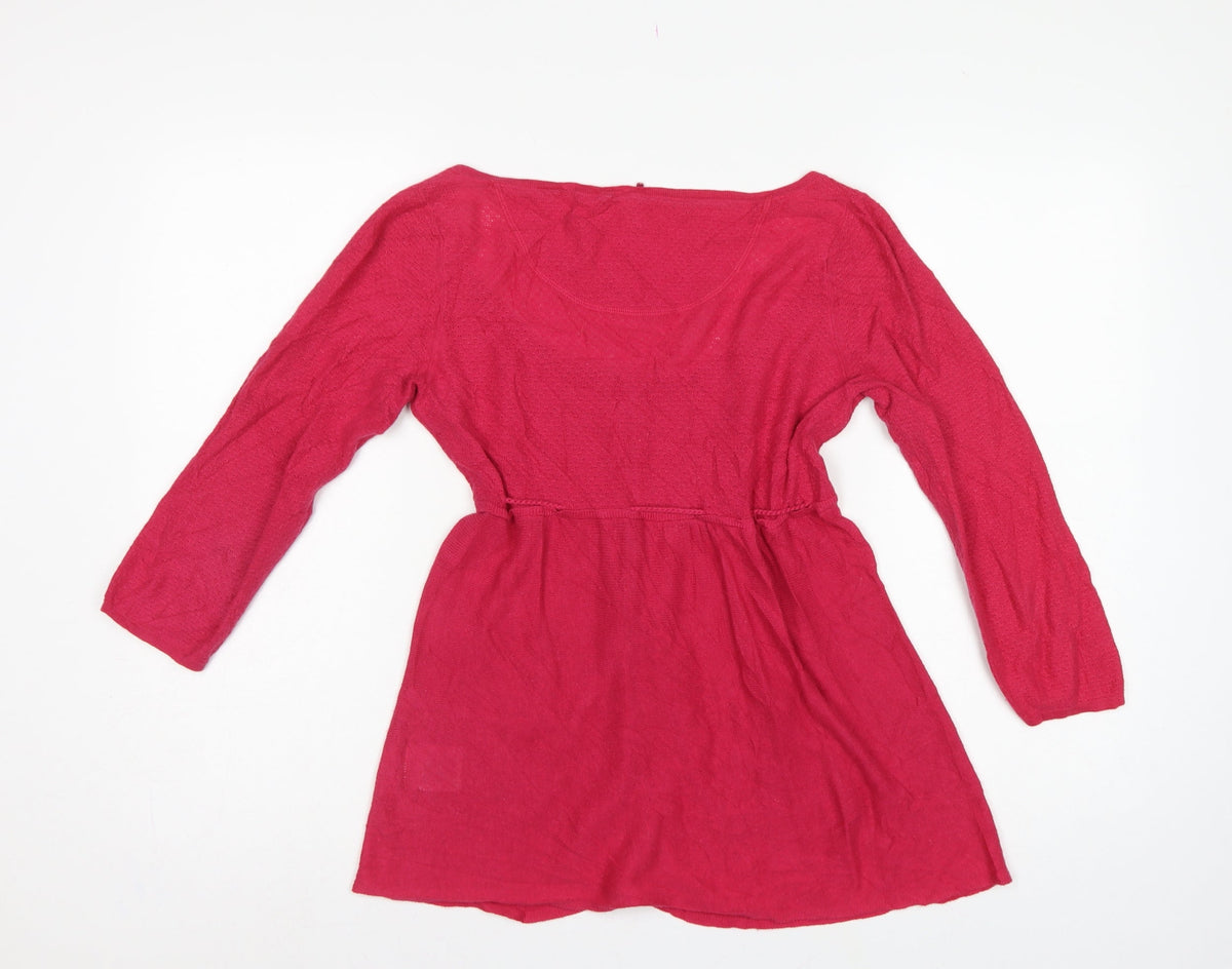White Stuff Women’s Pink Size 10 Long Sleeve Button Cardigan Linen Cotton