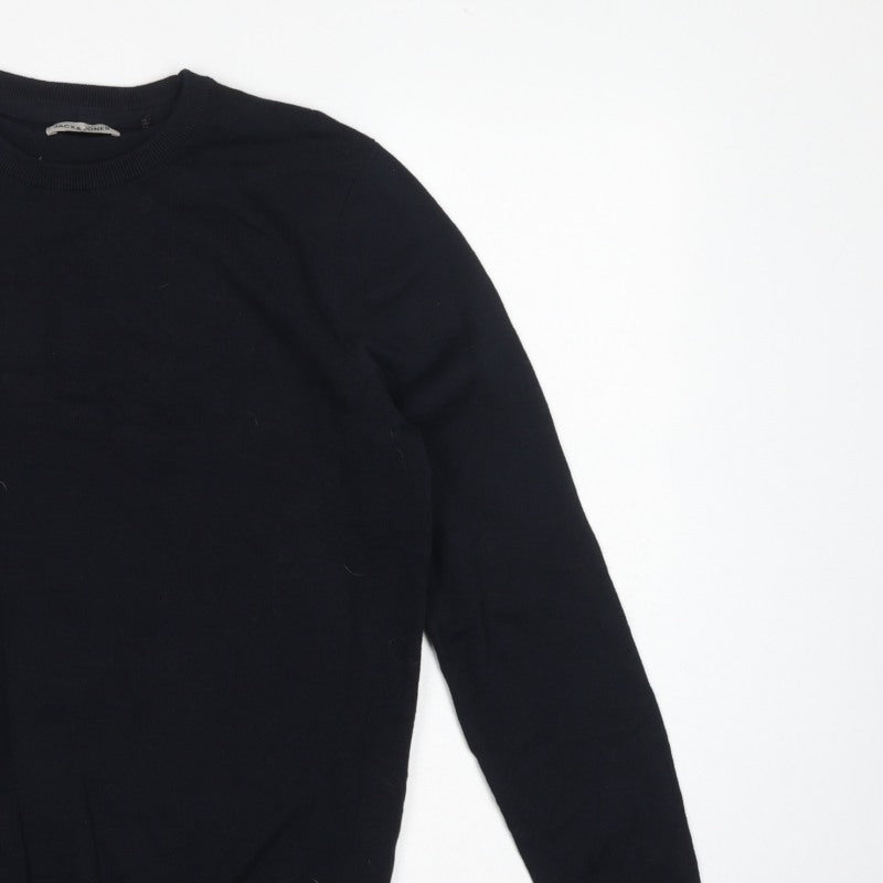 Jack & Jones Men’s Black Size S Crew Neck Cotton Knit Pullover Jumper