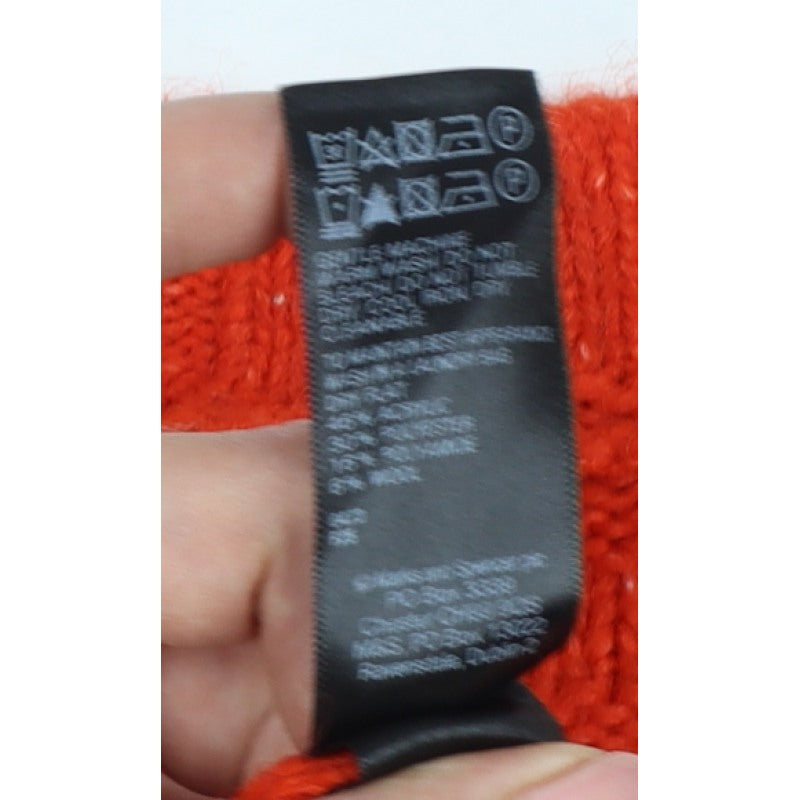 Marks & Spencer Women's Orange Large V-Neck Geometric Knit Jumper
