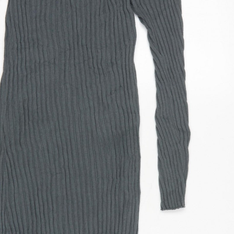 Free People Women Grey M Ribbed Knit Maxi Bodycon Dress