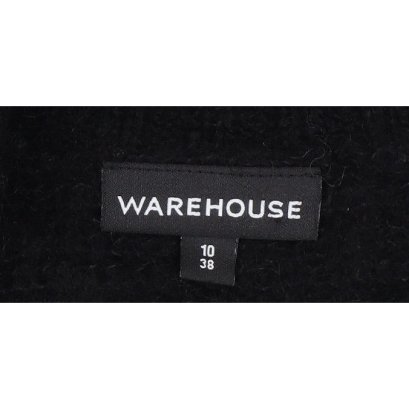 Warehouse Women’s Black UK 10 Open-Knit High Neck Cape Poncho