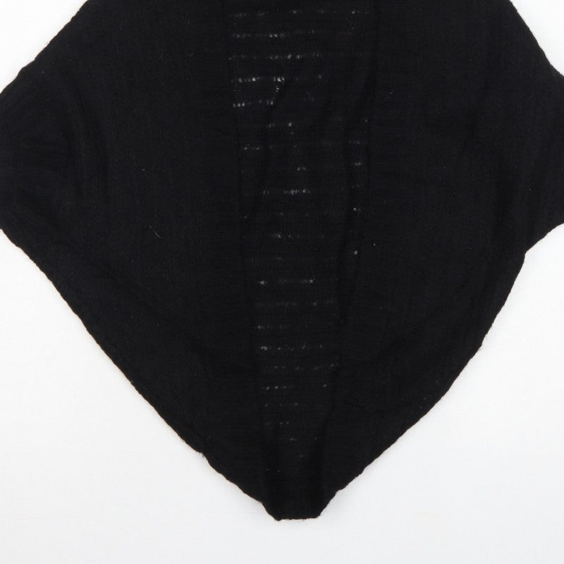 Warehouse Women’s Black UK 10 Open-Knit High Neck Cape Poncho