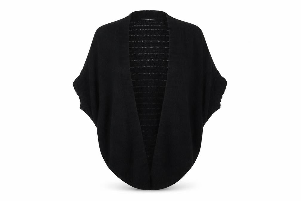 Warehouse Women’s Black UK 10 Open-Knit High Neck Cape Poncho