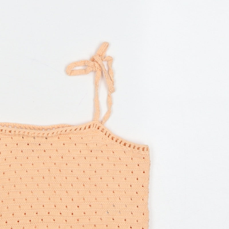 ASOS Women Orange UK 6 Cotton Knit Tie Strap Cropped Camisole Top