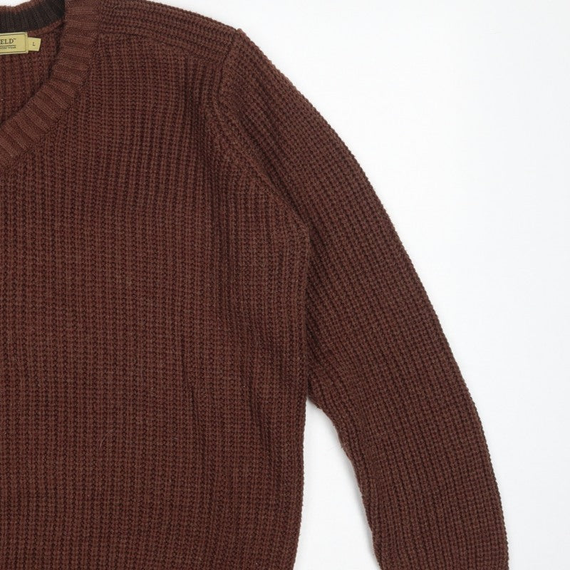 Additional view of P.G. Field Men’s Brown L V-Neck Chunky Knit Acrylic jumper