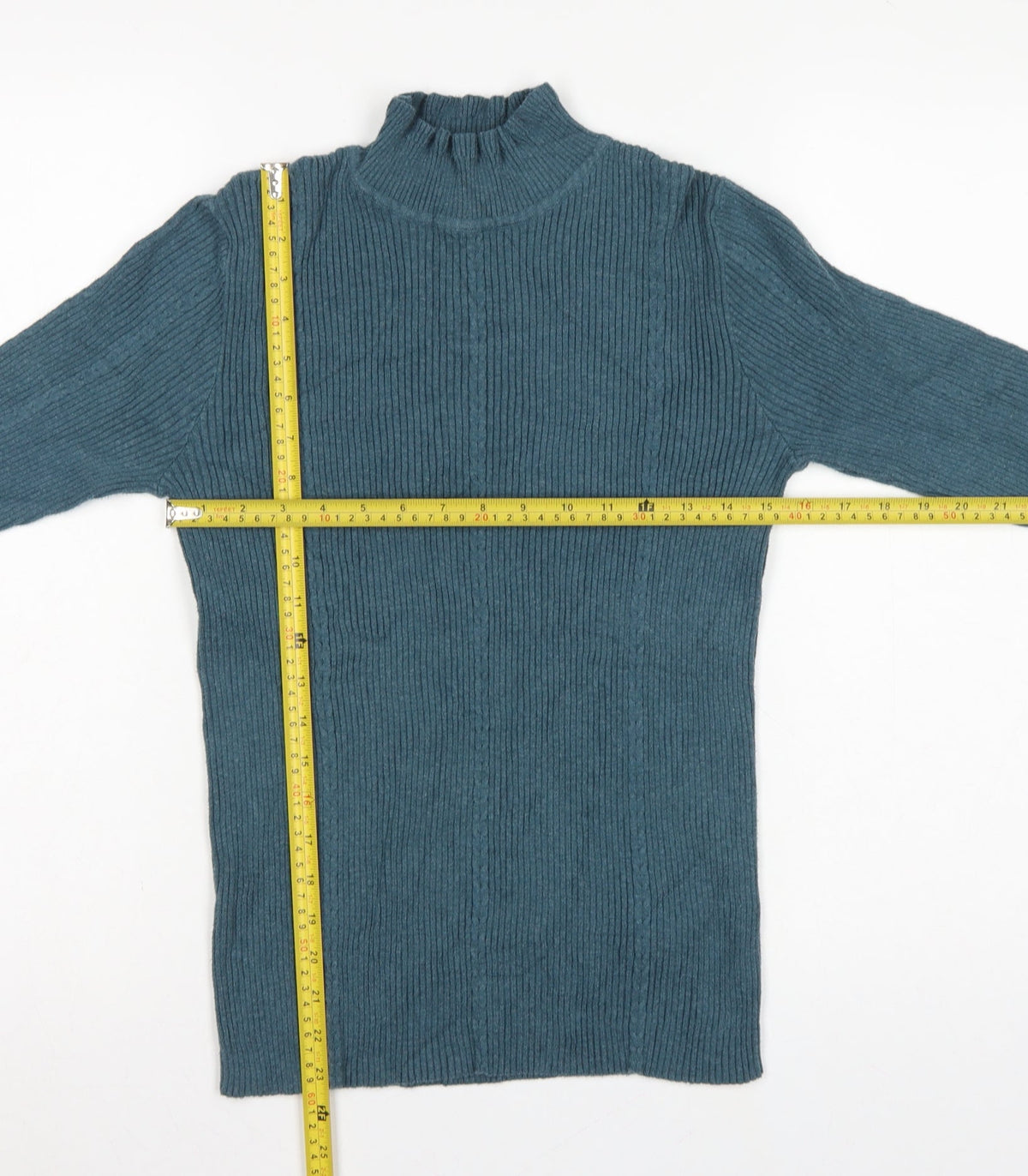 FatFace Women Green Rib Knit Roll Neck Pullover Jumper UK 12