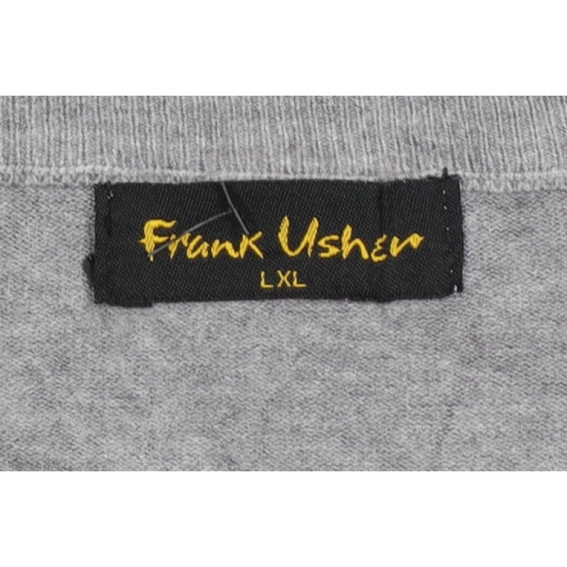 Frank Usher Women Grey XL Attitude Rhinestone Knit Pullover Jumper