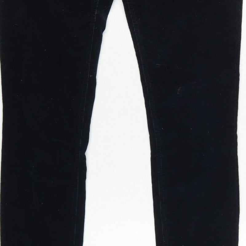 H&M L.O.G.G. Women Blue Corduroy Skinny Trousers Size 10