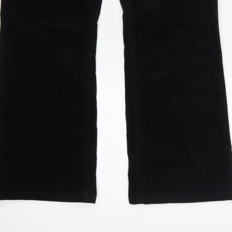 Marks & Spencer Women Black UK 16 Short Bootcut Stretch Corduroy Trousers