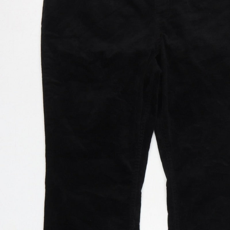 Marks & Spencer Women Black UK 16 Short Bootcut Stretch Corduroy Trousers