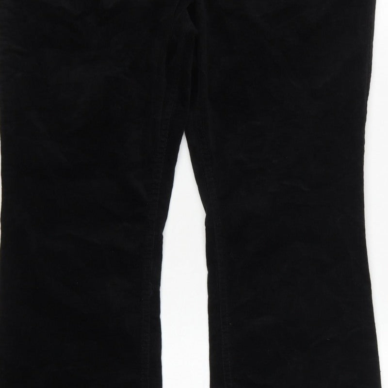 Marks & Spencer Women Black UK 16 Short Bootcut Stretch Corduroy Trousers