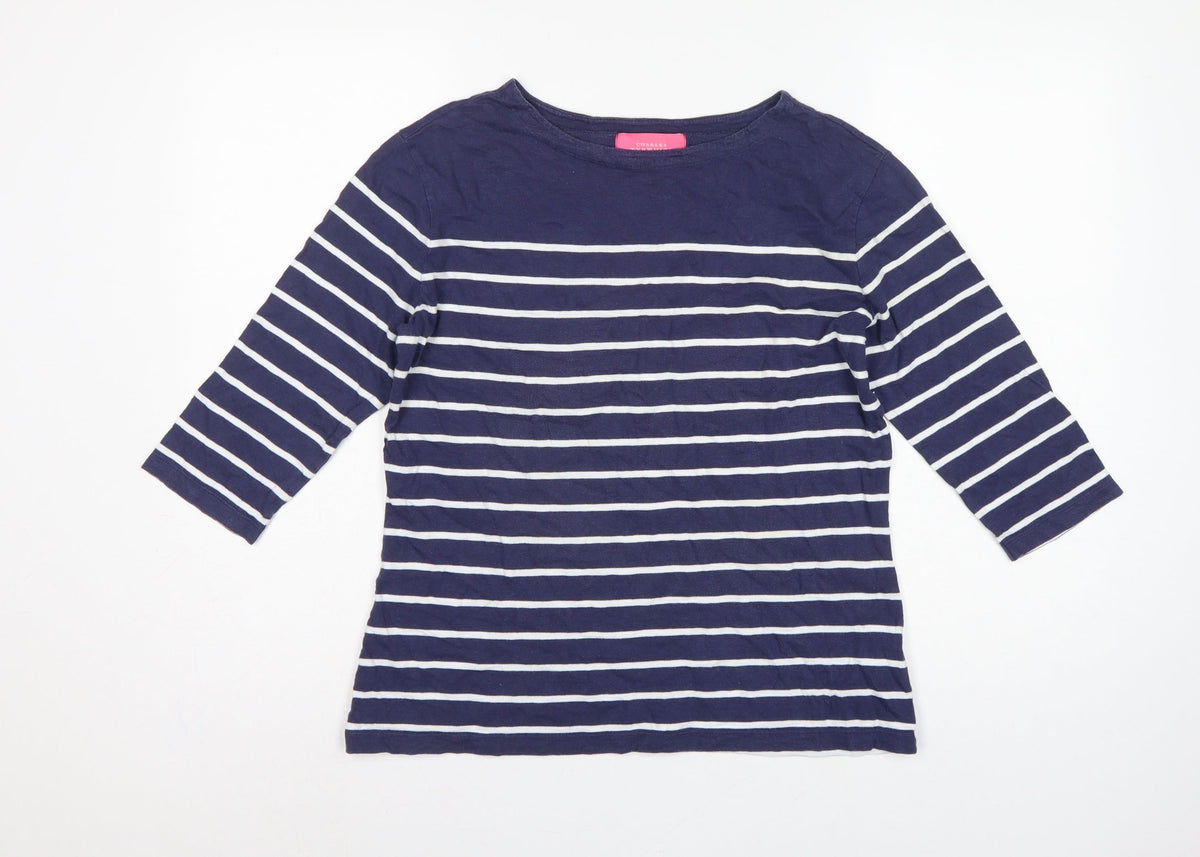 Charles Tyrwhitt Women’s Blue UK 10 Striped Jersey 3/4 Sleeve T-Shirt
