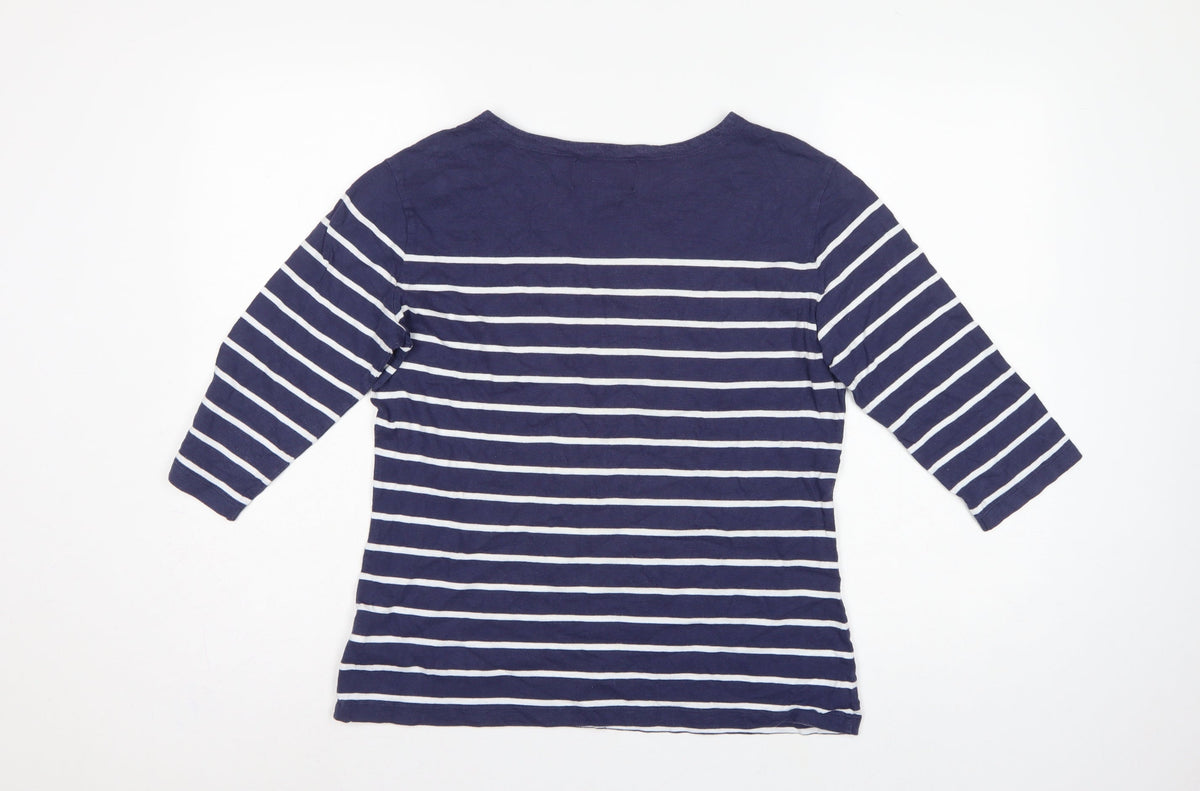 Charles Tyrwhitt Women’s Blue UK 10 Striped Jersey 3/4 Sleeve T-Shirt