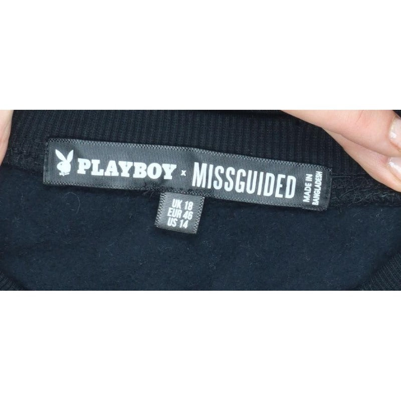 Missguided x Playboy Women’s Black UK 18 Pullover Graphic Sweatshirt