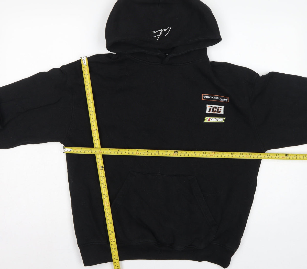Couture Women’s Black XS Pullover Hoodie Embroidered Logo Pockets